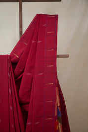 Maroon Cotton Paithani Saree - SRMCPS725