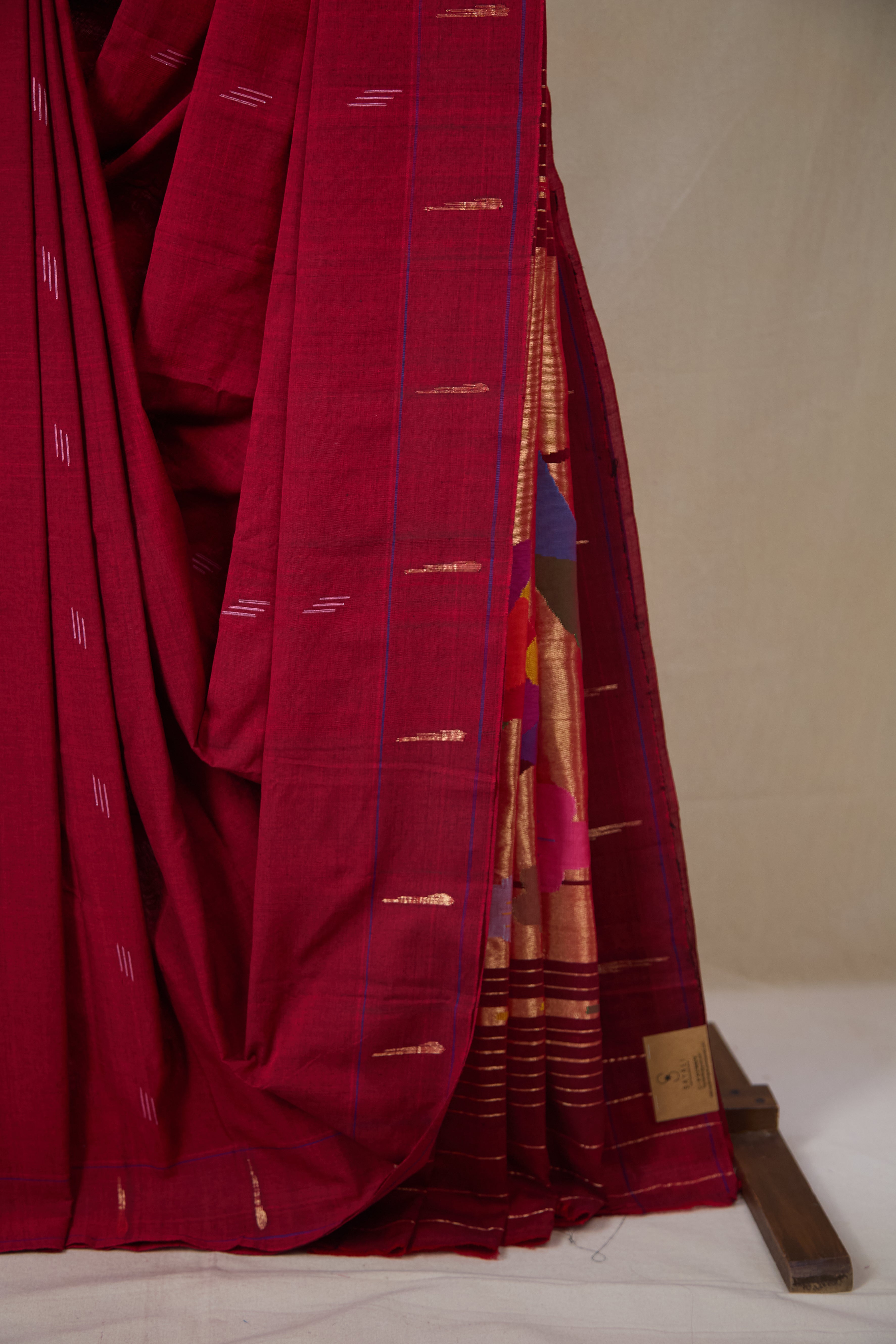 Maroon Cotton Paithani Saree - SRMCPS725