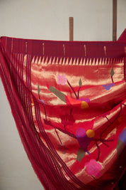 Maroon Cotton Paithani Saree - SRMCPS725