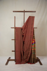 Two Tone Maroon Cotton Paithani Saree - SRTTMCPS726