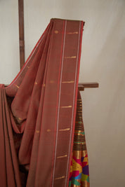 Two Tone Maroon Cotton Paithani Saree - SRTTMCPS726