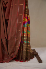 Two Tone Maroon Cotton Paithani Saree - SRTTMCPS726
