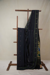 Black Cotton Paithani Saree - SRBCPS720