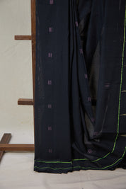 Black Cotton Paithani Saree - SRBCPS720