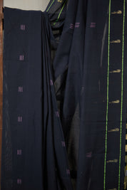 Black Cotton Paithani Saree - SRBCPS720