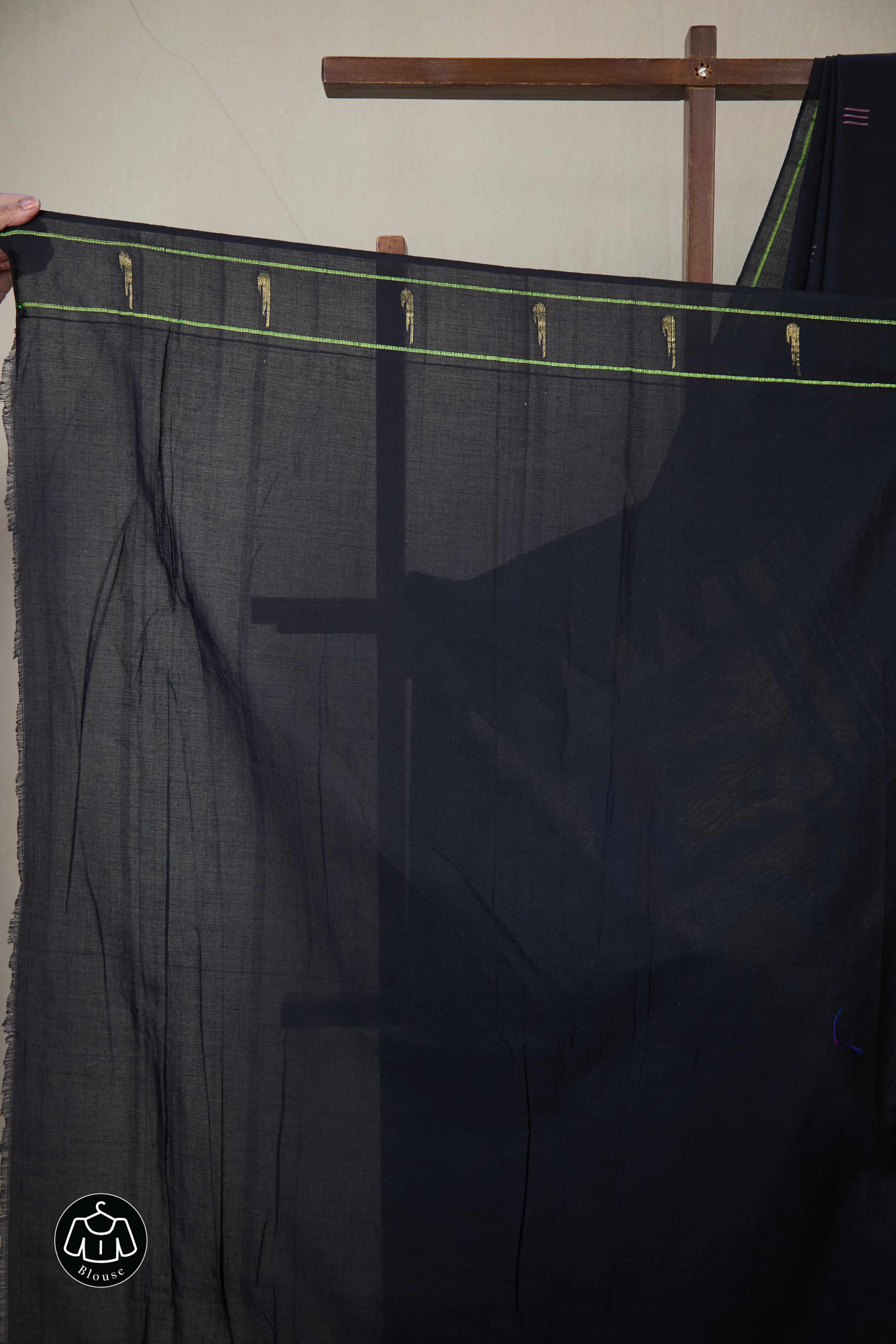 Black Cotton Paithani Saree - SRBCPS720