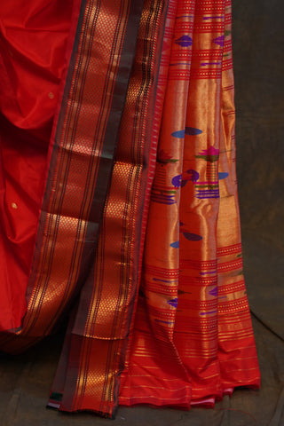 Red Silk Paithani Saree-SRRSPS134