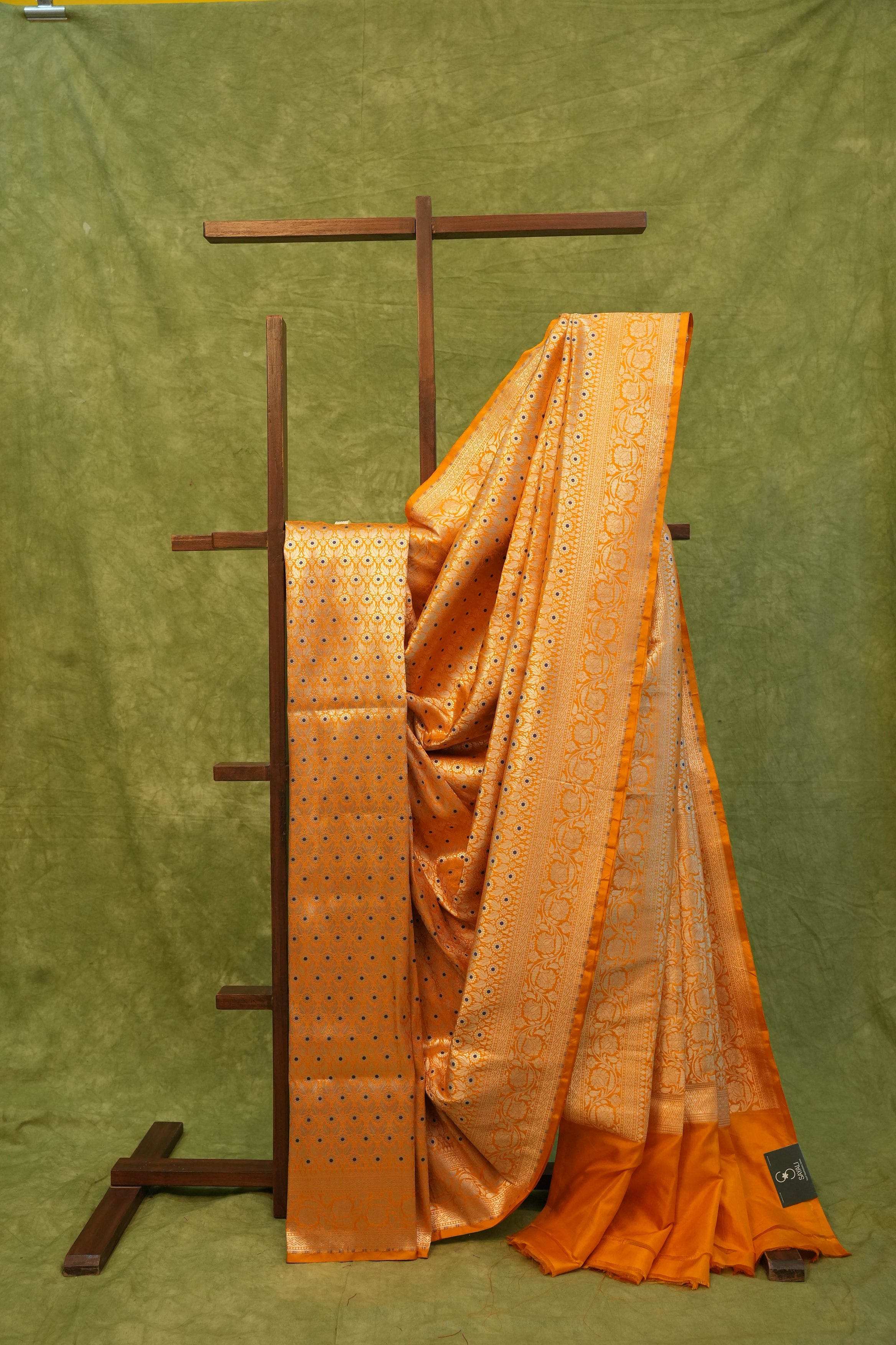 Mango Yellow Silk Cotton Saree With Plain Pattern - Sri Arya Silks