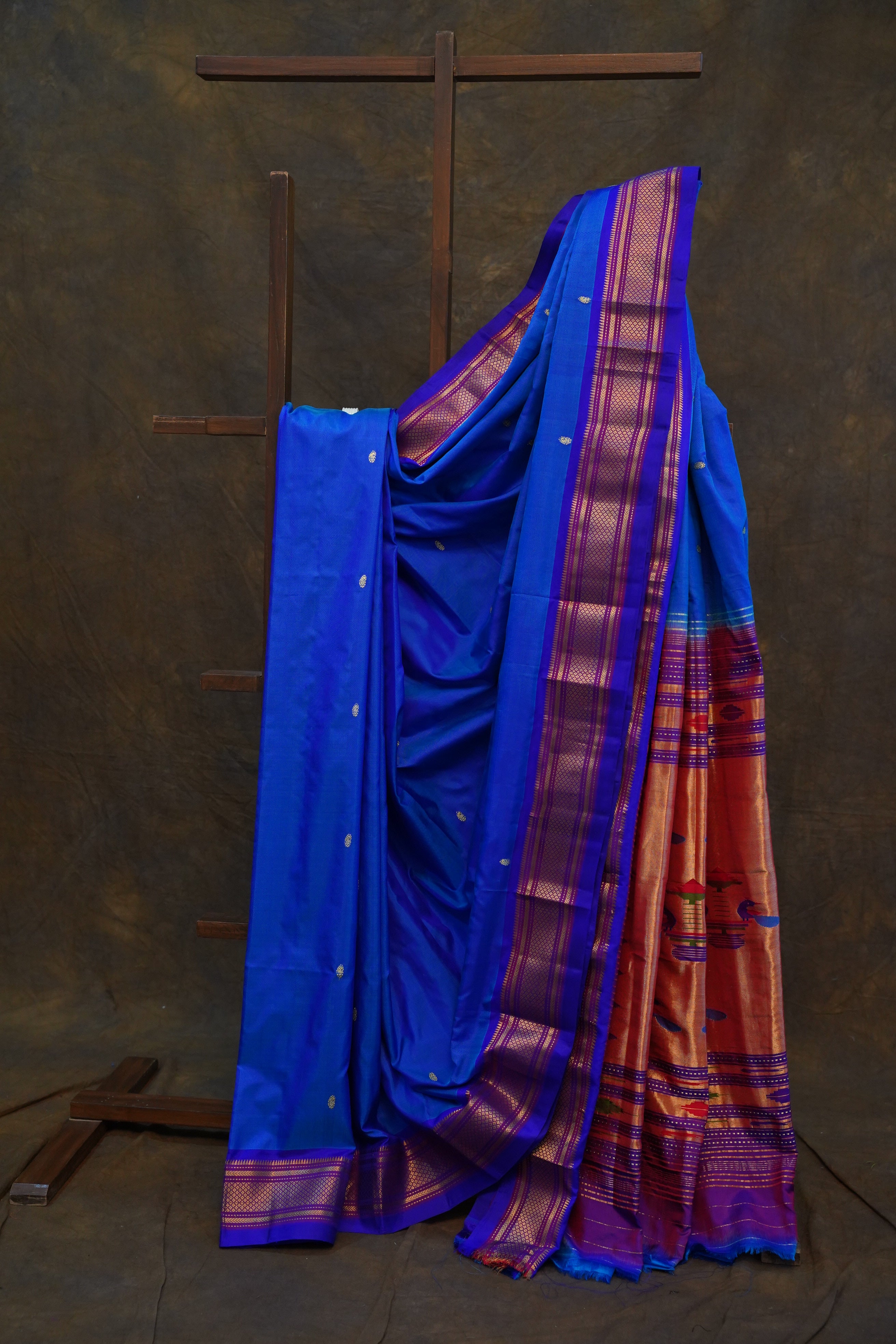 Buy the elegant Oxford Blue Paithani Saree online-Karagiri | New Collection  – Karagiri Global