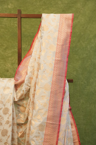 White Banarasi Silk Saree-SRWBSS128