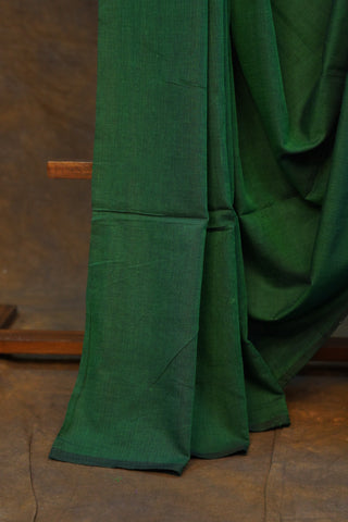 Dark Green Mulmul Cotton Saree-SRDGS27EX