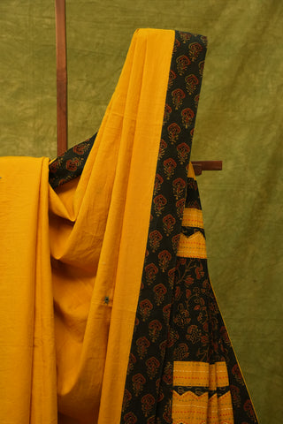 Yellow Cotton Patchwork Saree-SRYCPS36