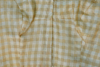 White-Golden Tussar Tissue Silk Blouse With Checks