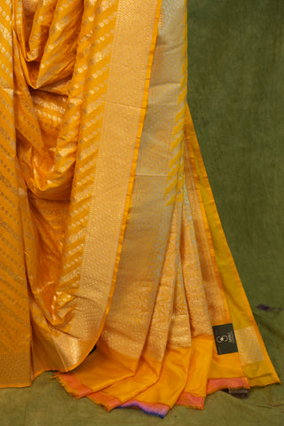 Yellow Banarasi Silk Saree-SRYBSS136