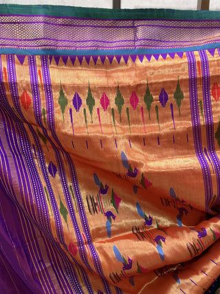 Two Tone Purple Silk Paithani Saree-SRTTPSPS207