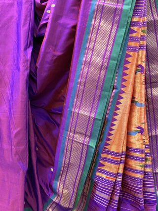 Two Tone Purple Silk Paithani Saree-SRTTPSPS207