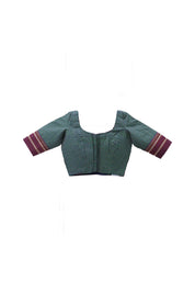 Purple-Green Khun Blouse With Maroon Border-SRPGKB29
