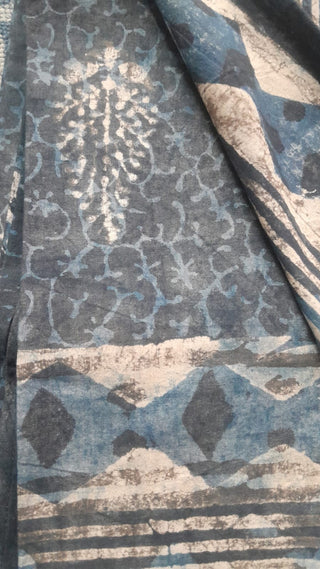 Indigo HBP Cotton Single Bedsheet With Leaf Motif