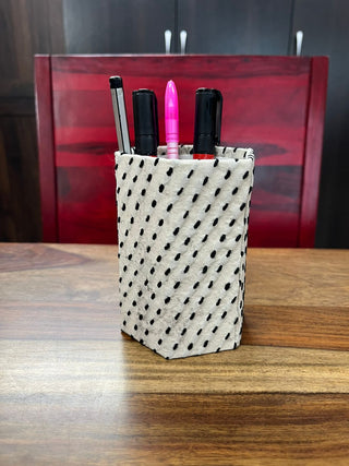 White-Black HBP Pen Stand With Hand Work