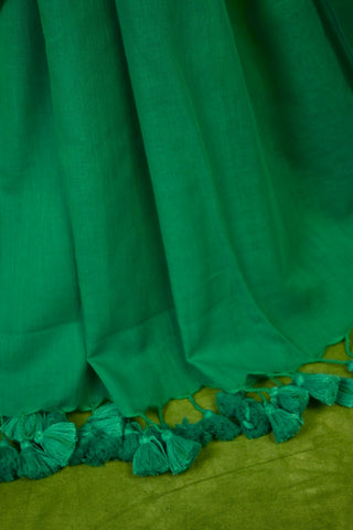 Rama Green Mul Cotton Ruffle Saree- SRRGMCRS24