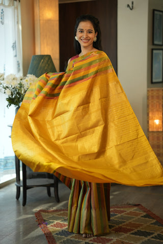 Yellow Kanjeevaram Silk Saree - SRMKSS16