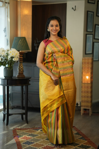 Yellow Kanjeevaram Silk Saree - SRMKSS16