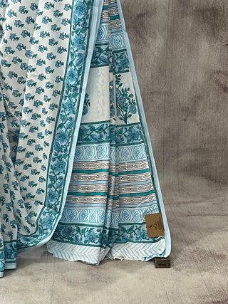 White HBP Cotton Saree - SRWCS1634