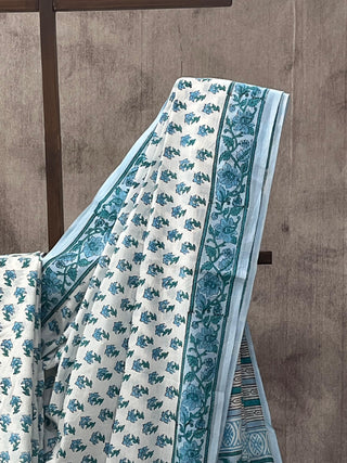 White HBP Cotton Saree - SRWCS1634