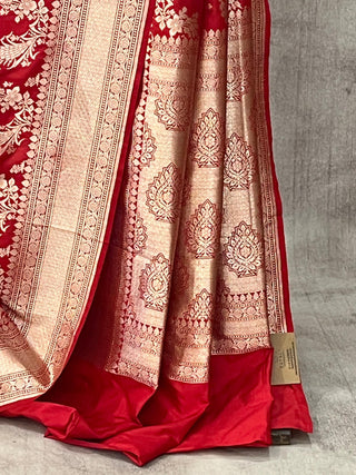 Red Banarasi Silk Saree-SRRBSS529