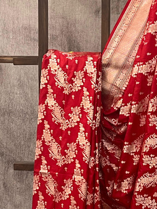 Red Banarasi Silk Saree-SRRBSS529