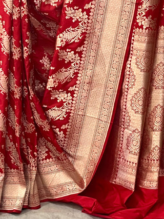 Red Banarasi Silk Saree-SRRBSS529