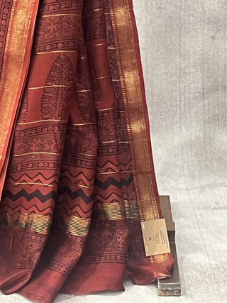 Red HBP Cotton Silk Saree With Maheshwari Border - SRRCSS732