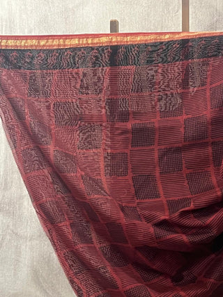 Red HBP Cotton Silk Saree With Maheshwari Border - SRRCSS739