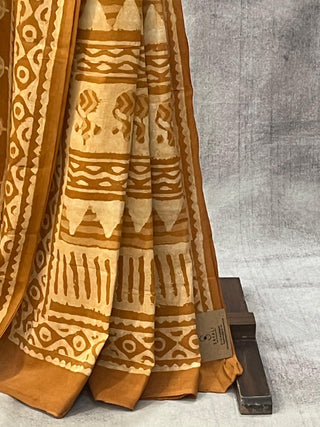 Yellow Ochre HBP Cotton Saree - SRYOCS1669