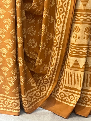 Yellow Ochre HBP Cotton Saree - SRYOCS1669