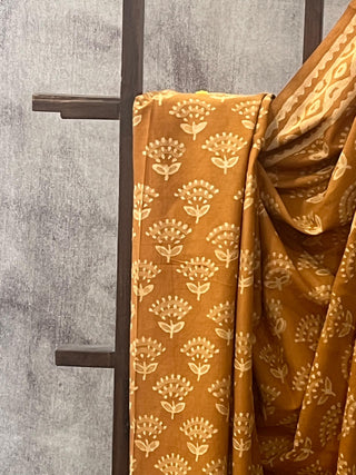 Yellow Ochre HBP Cotton Saree - SRYOCS1669