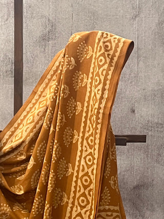 Yellow Ochre HBP Cotton Saree - SRYOCS1669