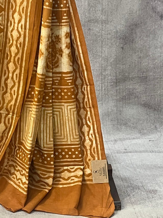 Yellow Ochre HBP Cotton Saree - SRYOCS1668