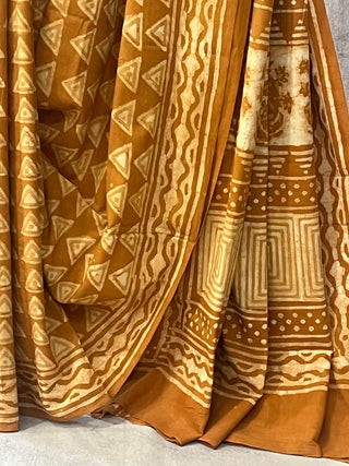 Yellow Ochre HBP Cotton Saree - SRYOCS1668