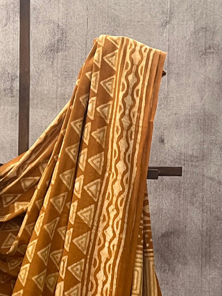 Yellow Ochre HBP Cotton Saree - SRYOCS1668