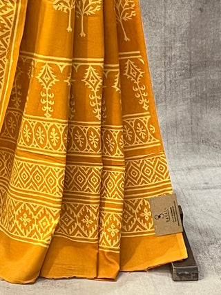 Turmeric Yellow HBP Cotton Saree - SRTYCS1674