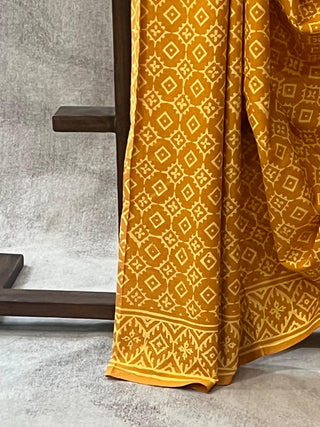 Turmeric Yellow HBP Cotton Saree - SRTYCS1674