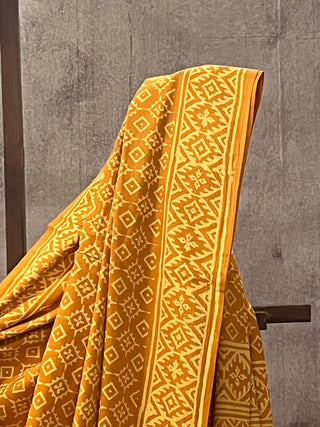 Turmeric Yellow HBP Cotton Saree - SRTYCS1674