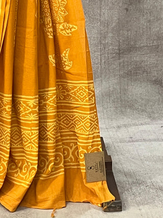 Turmeric Yellow HBP Cotton Saree - SRTYCS1672