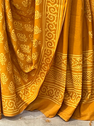 Turmeric Yellow HBP Cotton Saree - SRTYCS1672