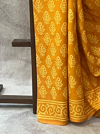 Turmeric Yellow HBP Cotton Saree - SRTYCS1672