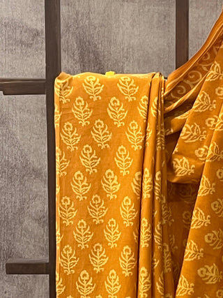 Turmeric Yellow HBP Cotton Saree - SRTYCS1672