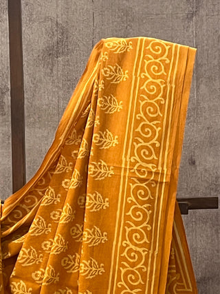 Turmeric Yellow HBP Cotton Saree - SRTYCS1672