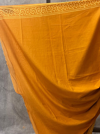 Turmeric Yellow HBP Cotton Saree - SRTYCS1672