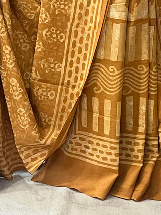 Yellow Ochre HBP Cotton Saree - SRYOCS1667